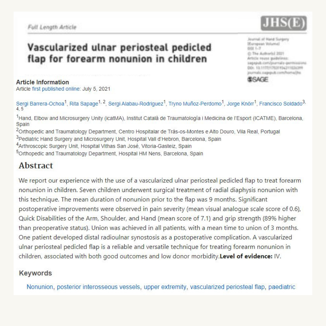 Vascularized ulnar periosteal pedicled flap for forearm nonunion in chlidren icatMA